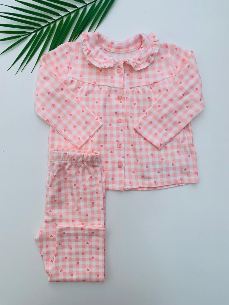 George Pink Checked Night Suit