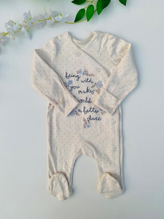 George Embroidered " Being with you " Sleepsuit