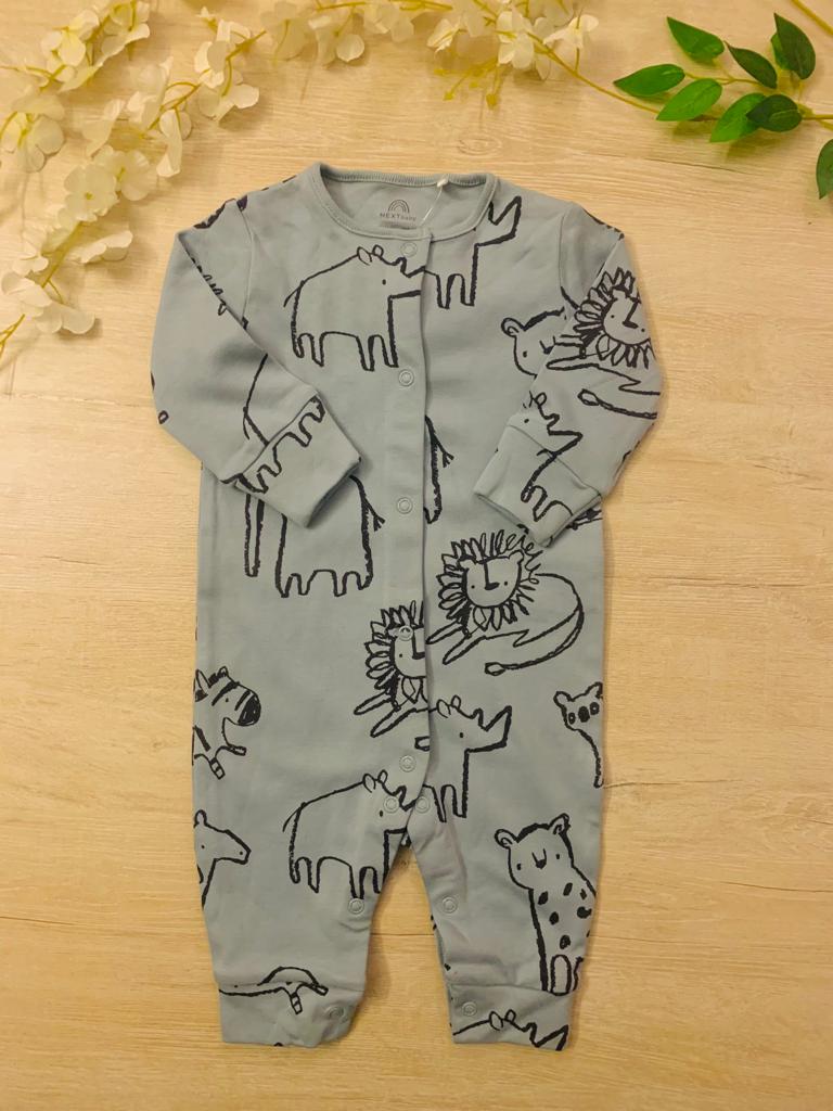 Next Printed Elephants Sleepsuit