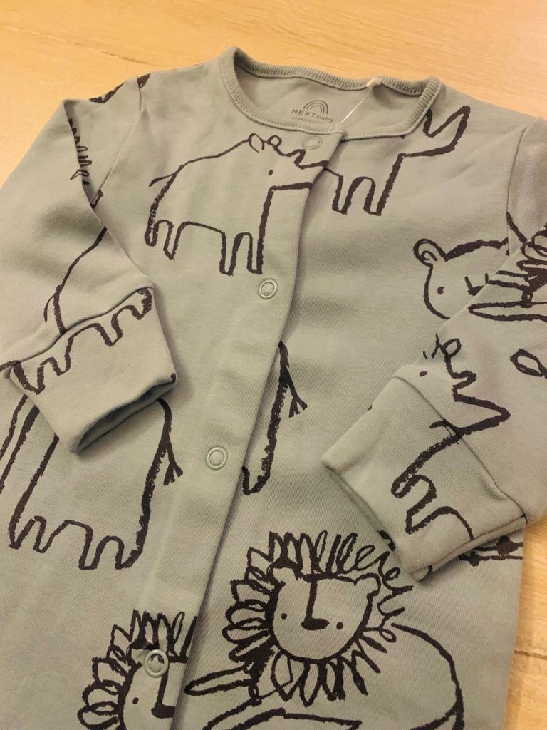 Next Printed Elephants Sleepsuit