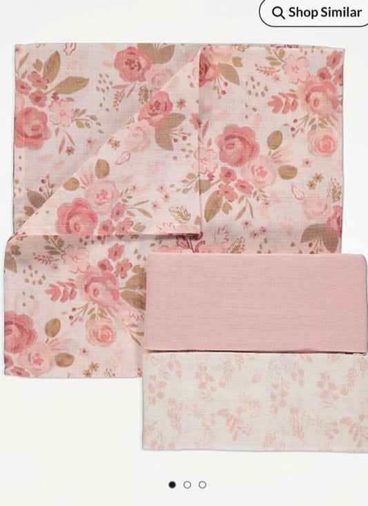 George Pack of 3 Floral Muslin Square