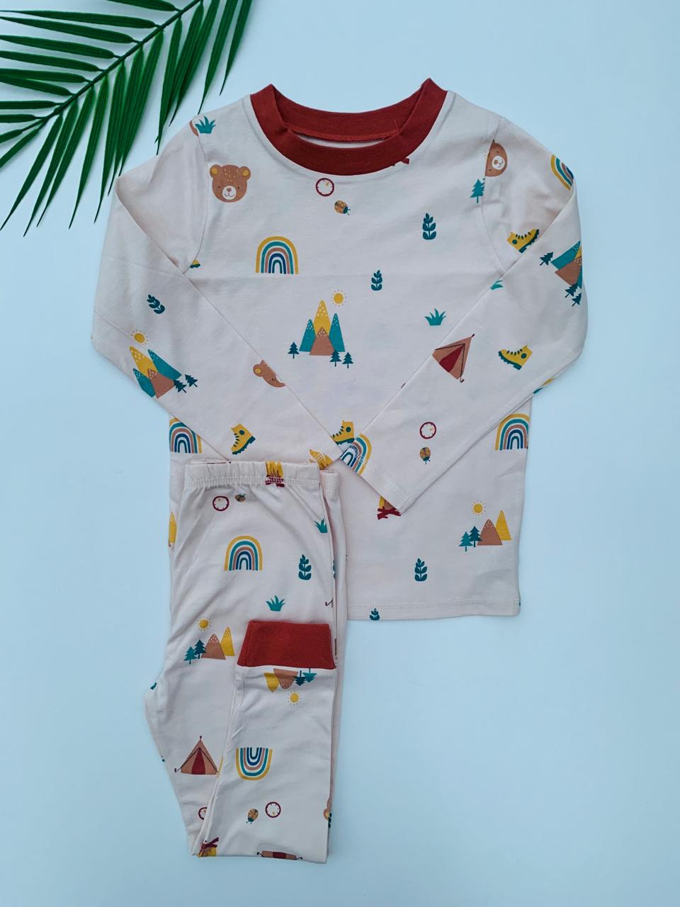 George Camping Graphic on Beige Shirt & Trouser Set