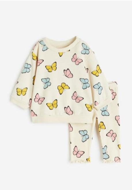 H&M Printed Butterfly's Shirt & Trouser Set