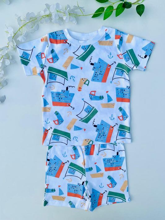 George All Over Sea Boat Shirt & Shorts Set
