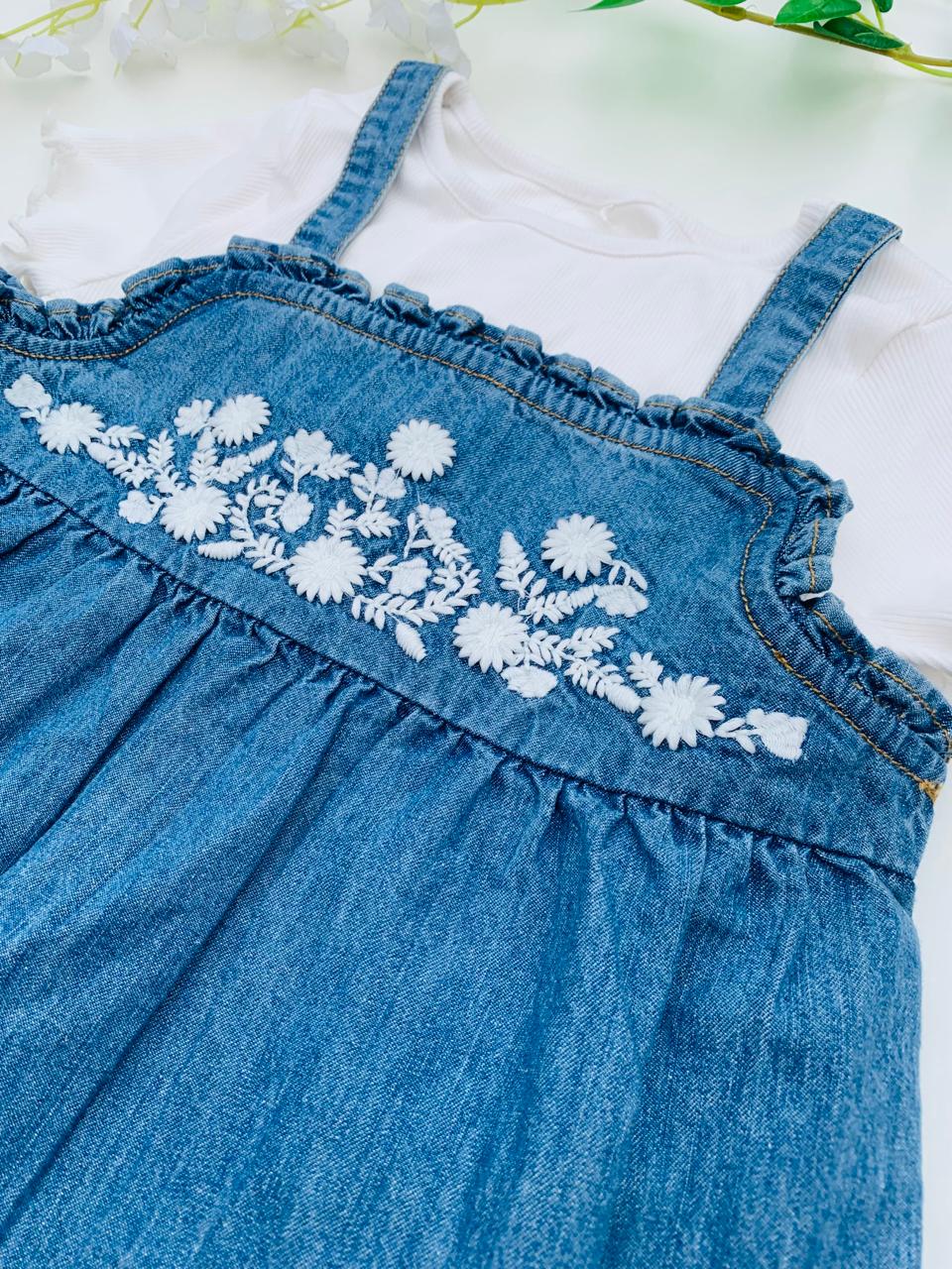 George denim Frock with Shirt