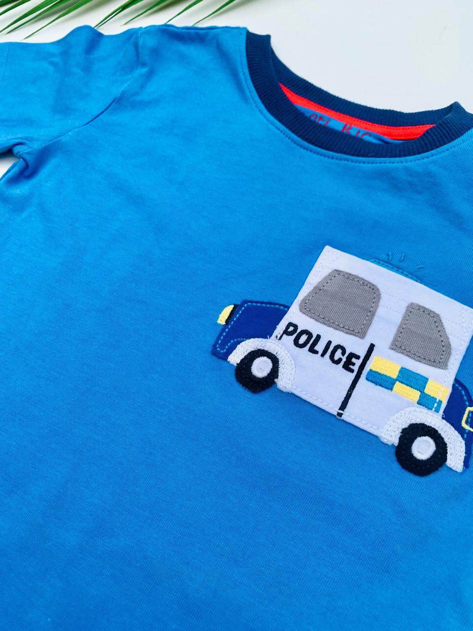 Next Embroided Police Car Shirt & Shorts Set