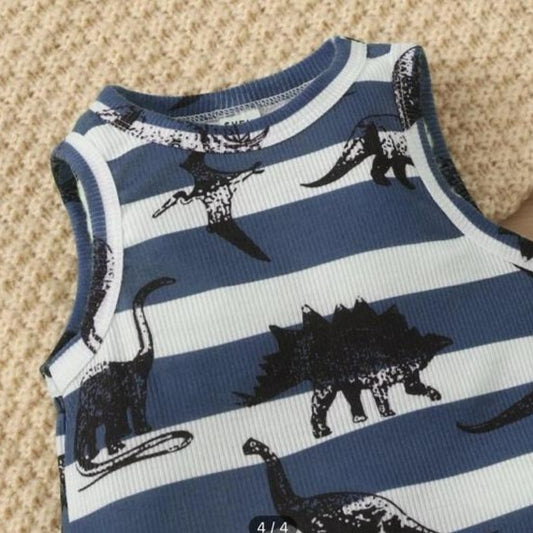 SHEIN Dino Print Shirt & Shorts Set