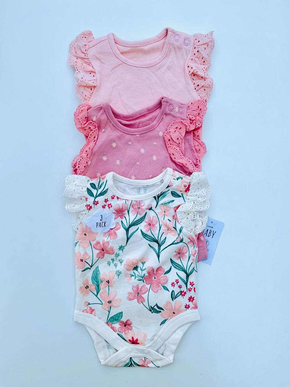 George Pack Of 3 Floral Bodysuits