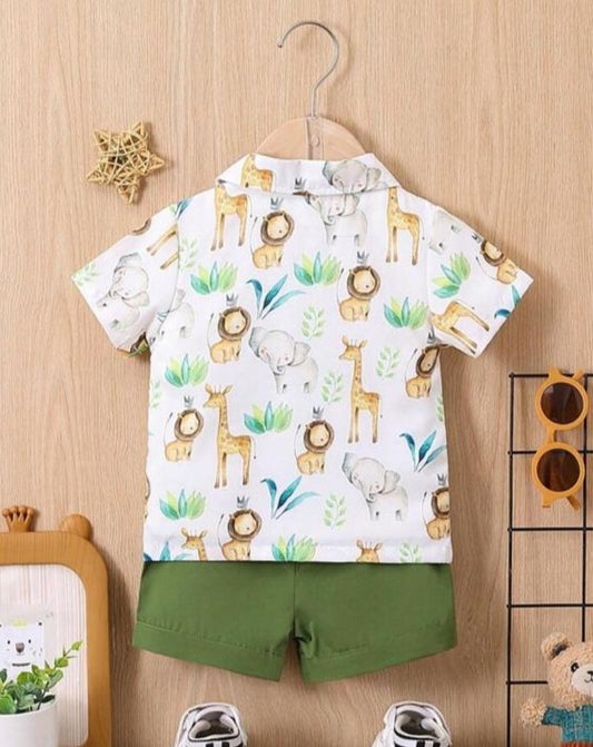 SHEIN Safari Shirt & Shorts Set