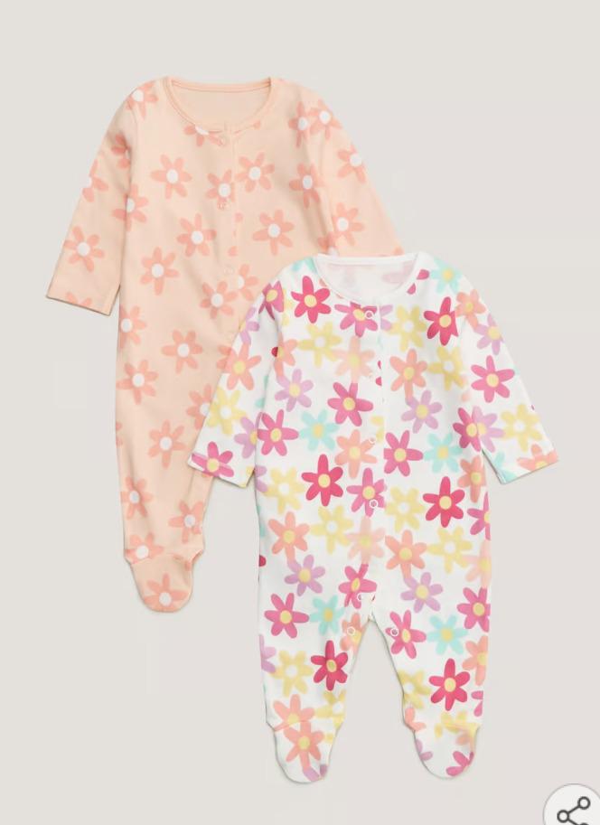 Matalan Pack of 2 Sleepsuits