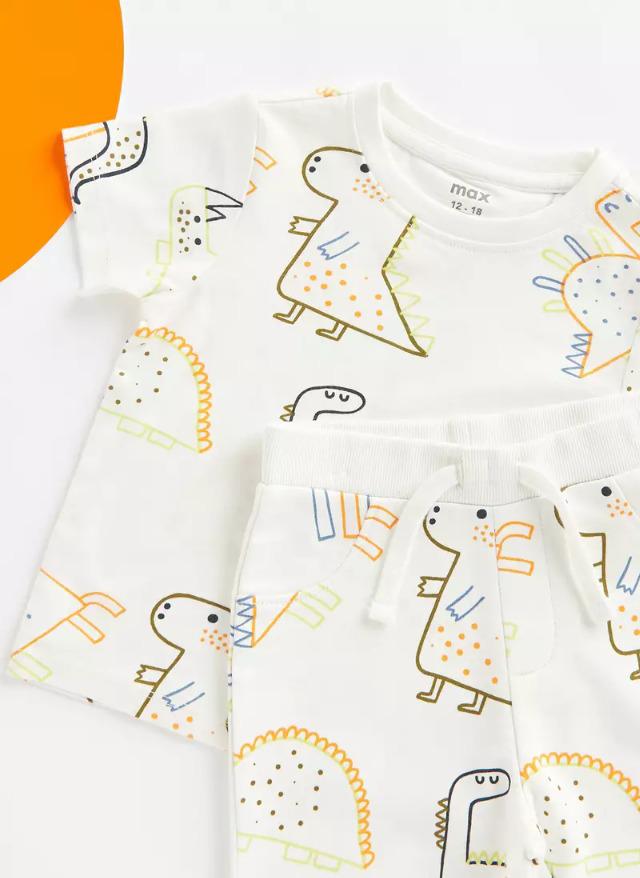 Max Printed Dino Shirt & Shorts Set