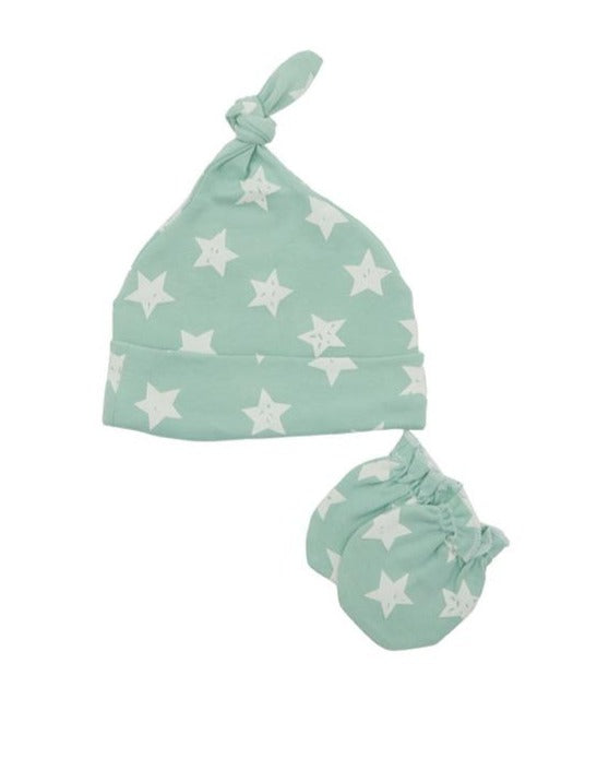 R&B Printed Stars Cap & Mitten Set