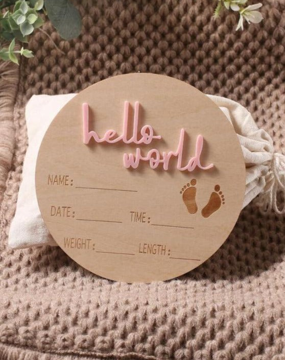 SHEIN "Hello World " Pink wooden Prop