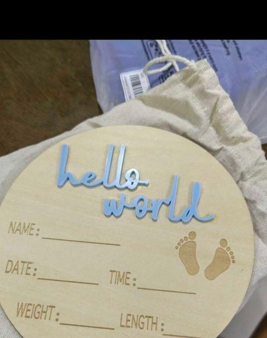 SHEIN "Hello World " Blue wooden Prop