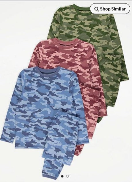 George Pack Of 3 Camouflage Shirt & Trouser Set