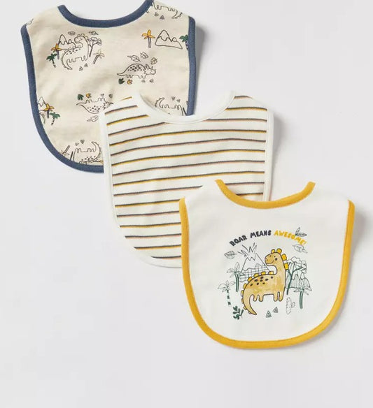MAX Pack Of 3 "Roar Means Awesome" Bibs