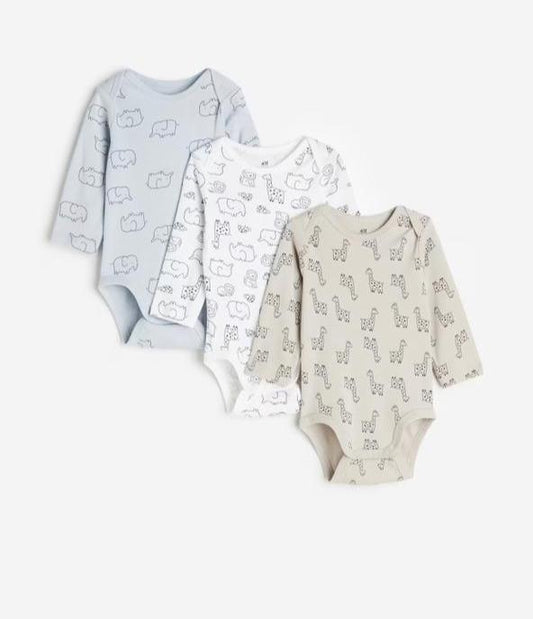 H&M Pack of 3 Full Sleeve Bodysuits