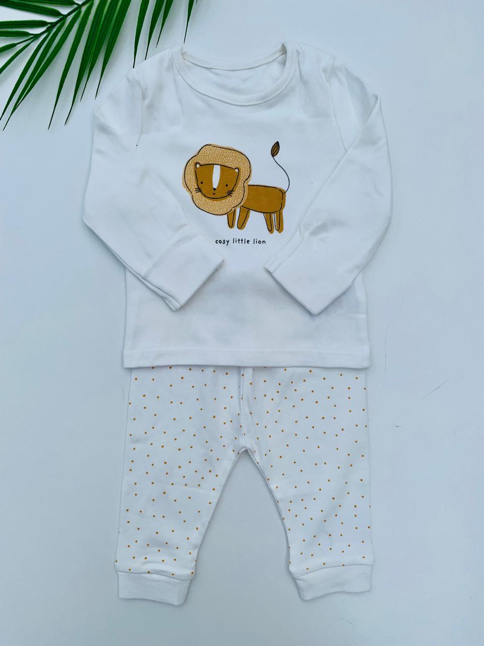 George Printed Little Lion on White Shirt & Trouser Set