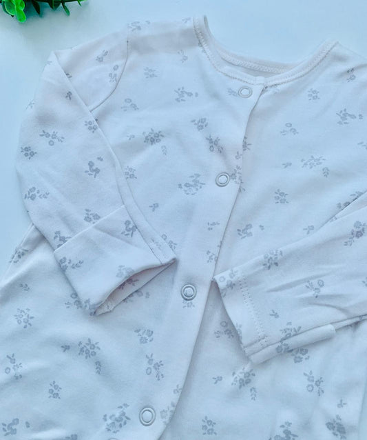 George Printed Flowers on white Sleepsuit