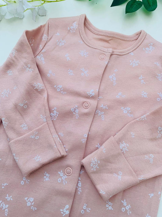 George Printed Flowers on Pink Sleepsuit