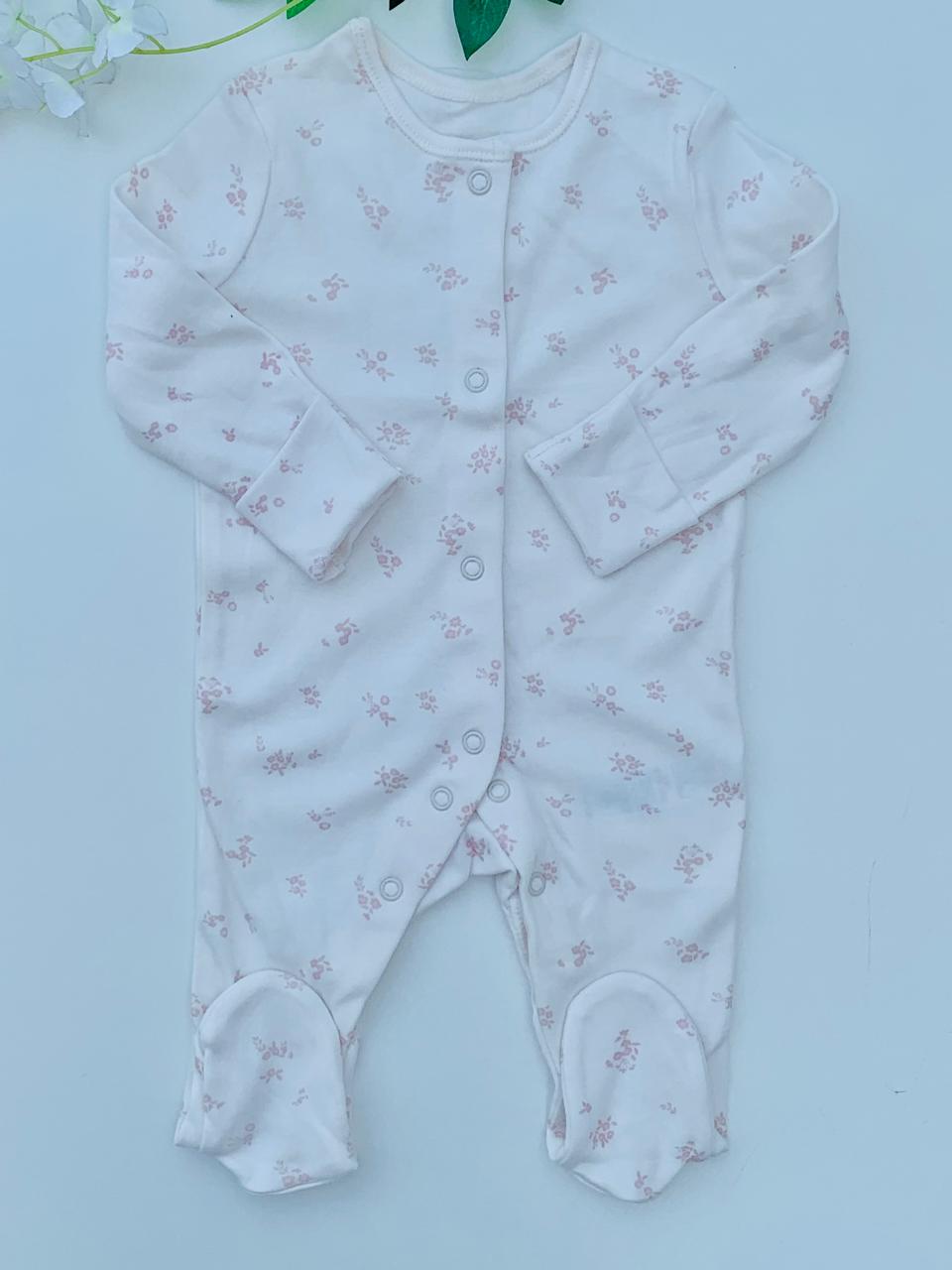 George Printed Small Flowers on White Sleepsuit