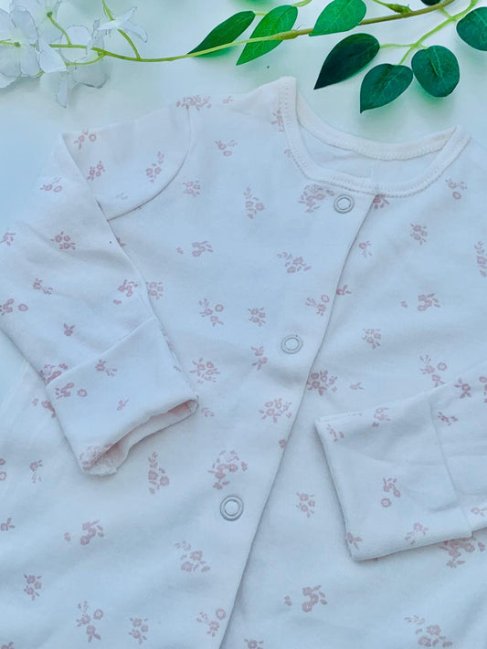 George Printed Small Flowers on White Sleepsuit