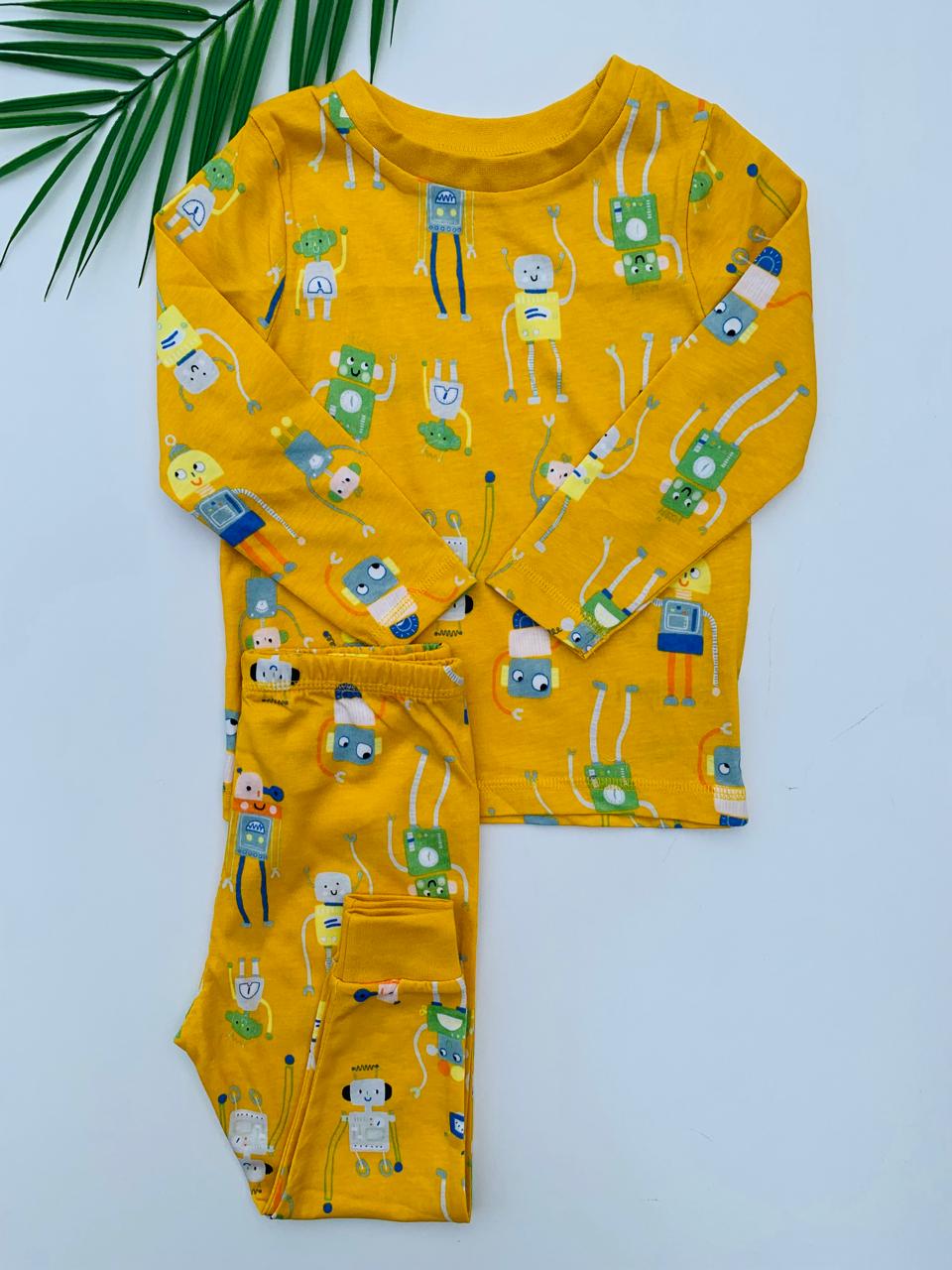 George Printed Robots on Yellow Shirt & Trouser Set