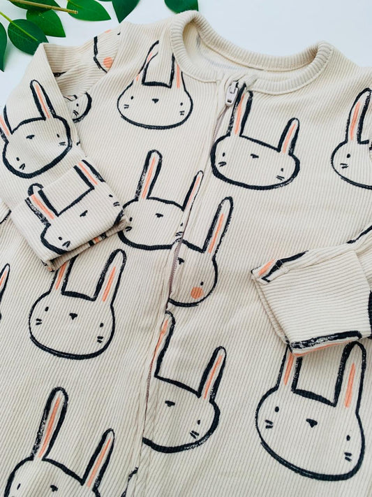 George Ribbed Bunny Faces Sleepsuit