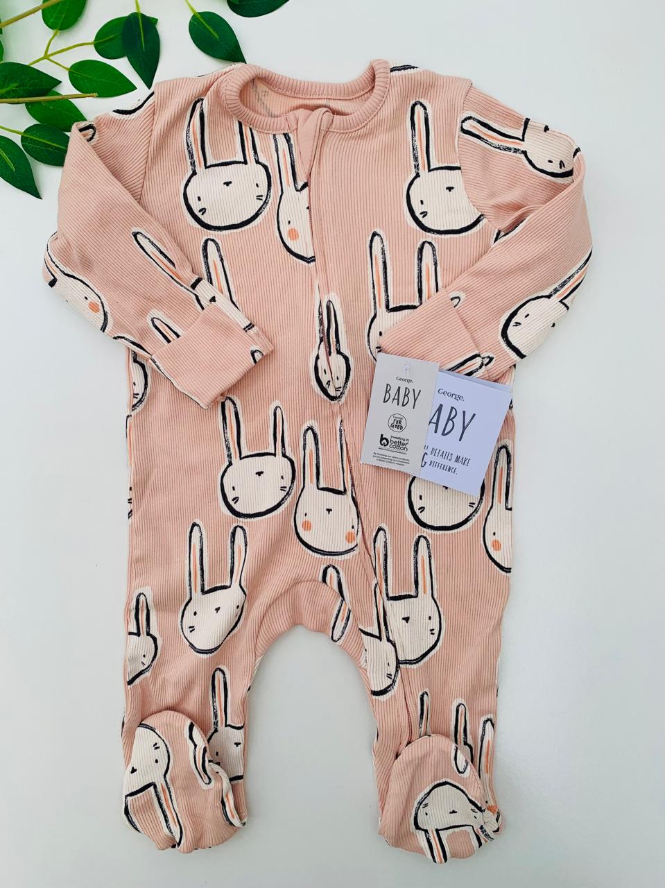 George Ribbed Bunny Faces Sleepsuit