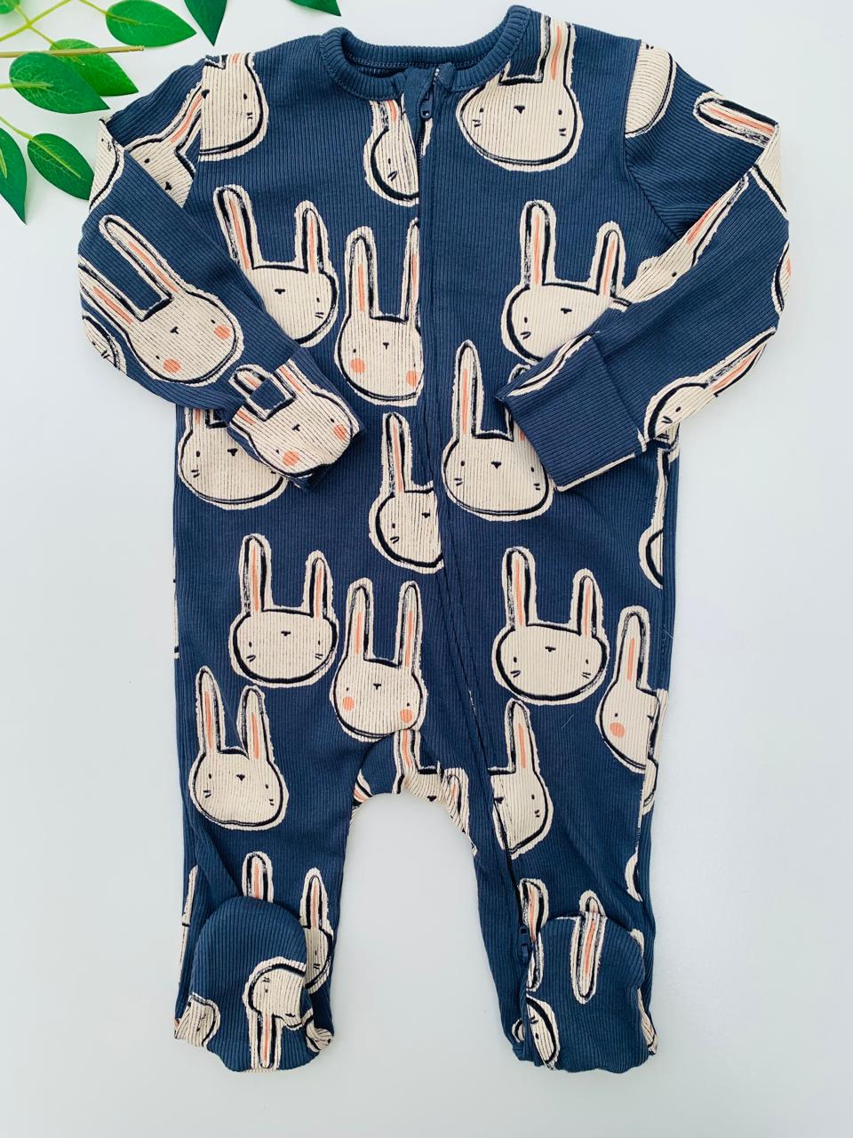 George Ribbed Bunny Faces Sleepsuit