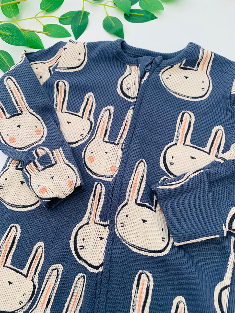 George Ribbed Bunny Faces Sleepsuit