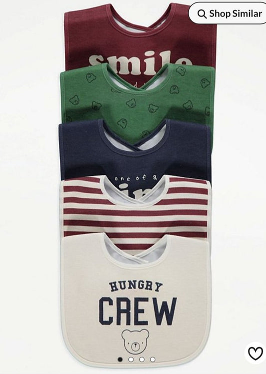 George Pack of 5 Feeding Bibs