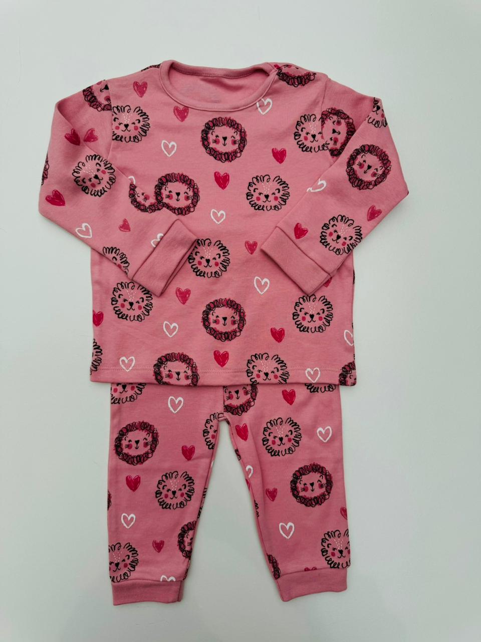 George Lion Faces Pink Shirt & Trouser Set