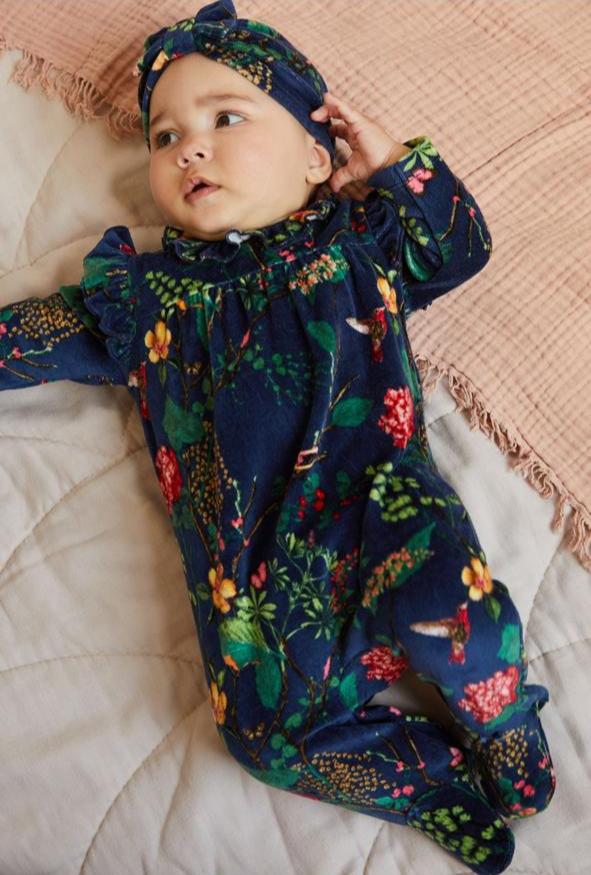 Next Velour Sleepsuit with Cap set