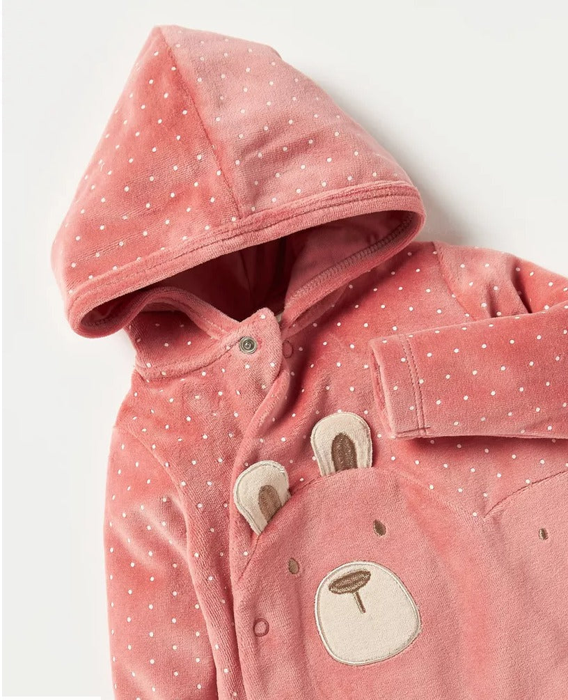 Juniors Velour Hooded Sleepsuit