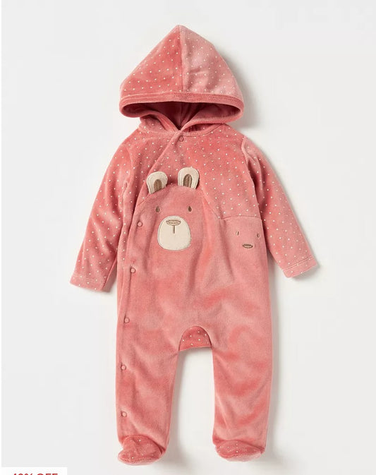 Juniors Velour Hooded Sleepsuit