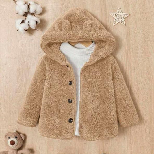 SHEIN Sherpa Light Brown Hooded Jacket