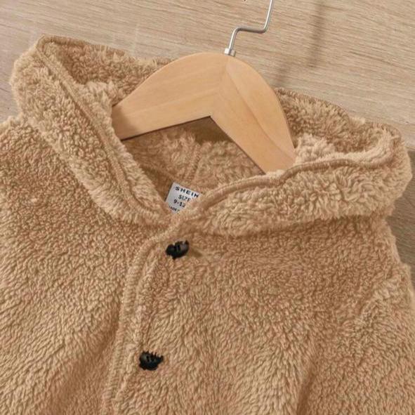 SHEIN Sherpa Light Brown Hooded Jacket