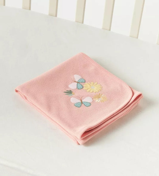 Junior's Ribbed Embroided Flowers Blanket