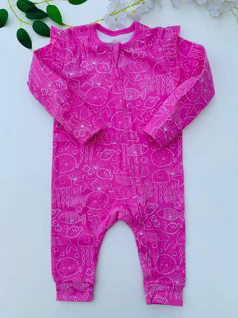 George Pink zipped Sleepsuit