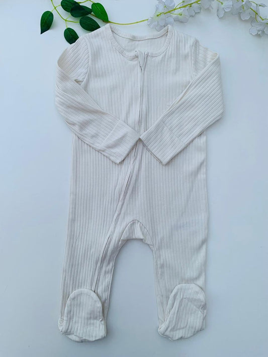 George off White Ribbed Sleepsuit