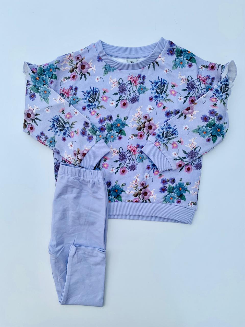 Tu clothing Floral Sweat Shirt & Tights Set