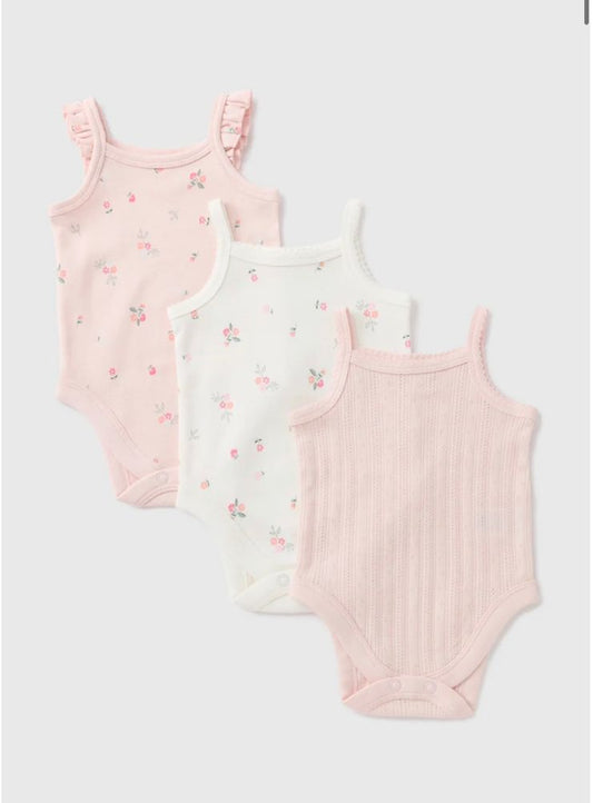 Matalan Pack Of 3 Floral Bodysuits