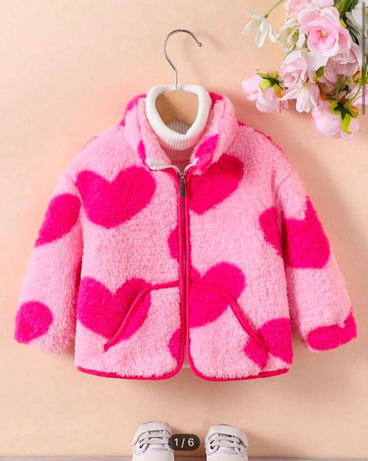 Shein Fluffy Woollen hearts Jacket