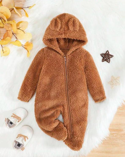 Shein Brown Zipped Sleepsuit