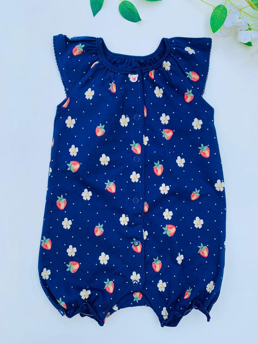Next Blue Strawberry Print Romper