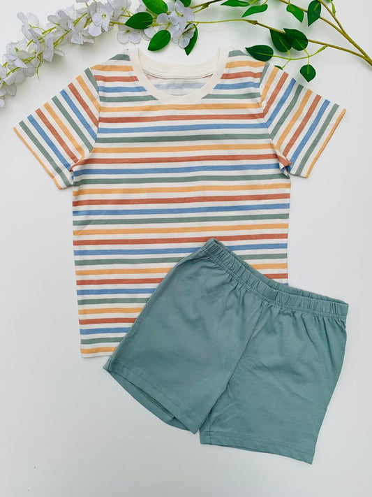 George Muted Stripe Shirt & Short Set