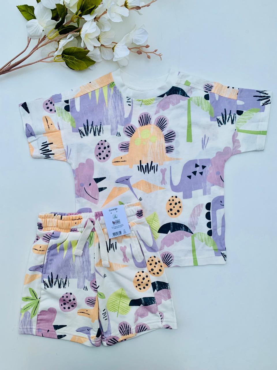 George Printed Dino Shirt & Shorts Set