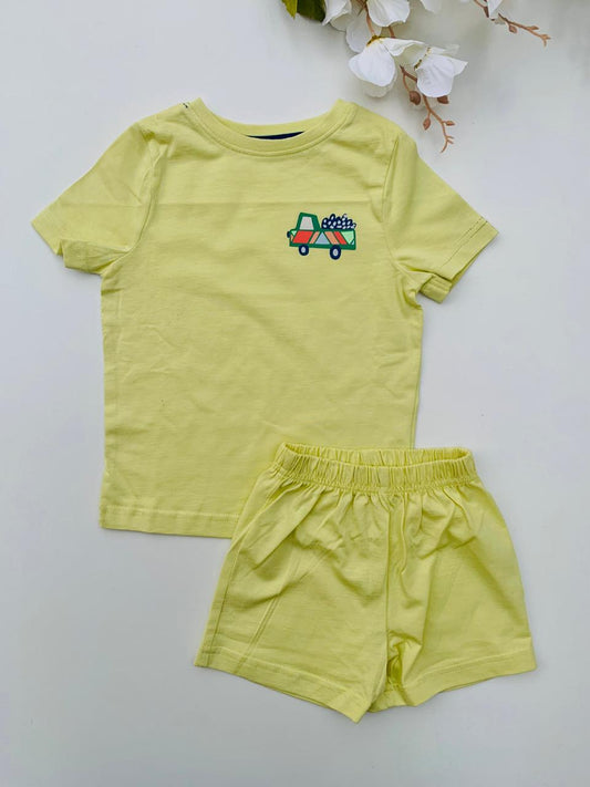 George Truck Lime Shirt & Shorts Set