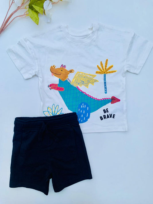 George "BE BRAVE" Shirt & Shorts Set